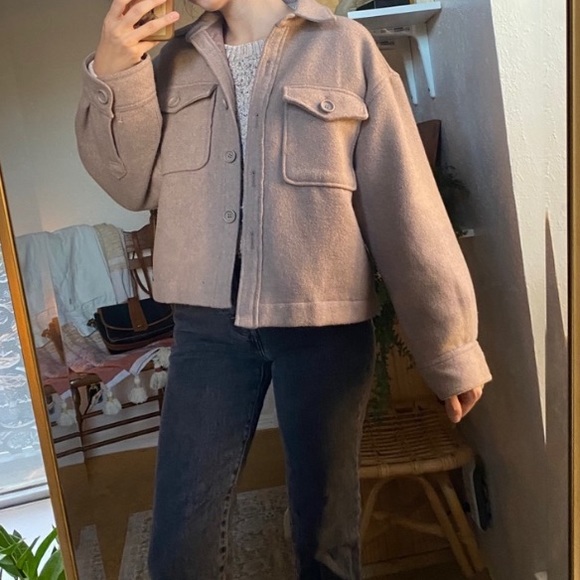 Zara Jackets & Blazers - Dusty Taupe Wool Cropped Shacket ✿ FINAL PRICE ✿
